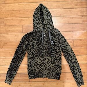 EXTREMELY RARE Vintage Hysteric Glamour Vintage Y2K Leopard Hoodie Crystal Skull